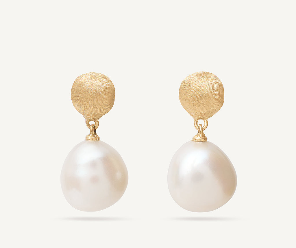 AFRICA 18K Yellow Gold Small Pearl Drop Earrings OB1011_PL01_Y_02