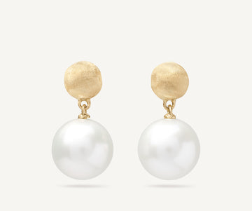 AFRICA 18K Yellow Gold Small Pearl Drop Earrings OB1011_PL01_Y_02