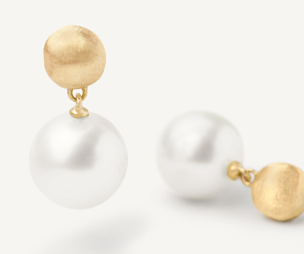 AFRICA 18K Yellow Gold Small Pearl Drop Earrings OB1011_PL01_Y_02