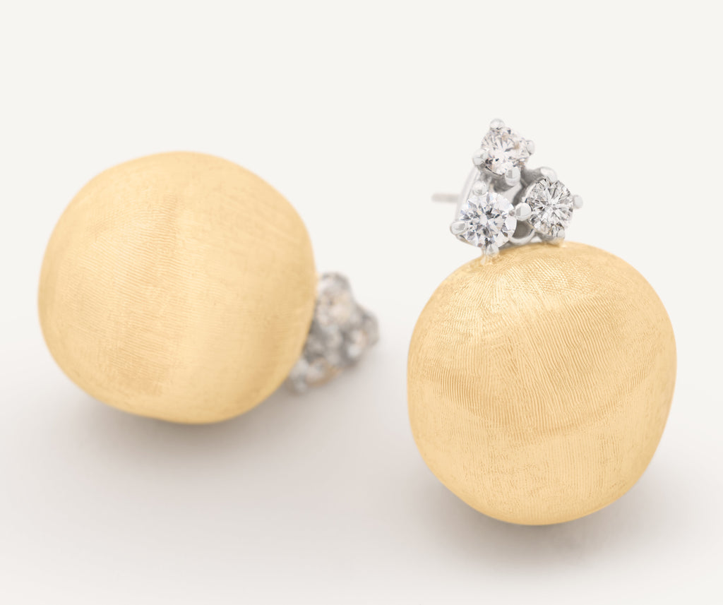 AFRICA 18K Yellow Gold Stud Earrings With Diamonds OB1880_B_YW_Q6