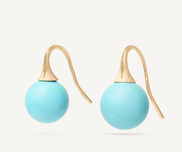 AFRICA 18K Yellow Gold Turquoise Drop Earrings OB1639-A_TU_Y_02