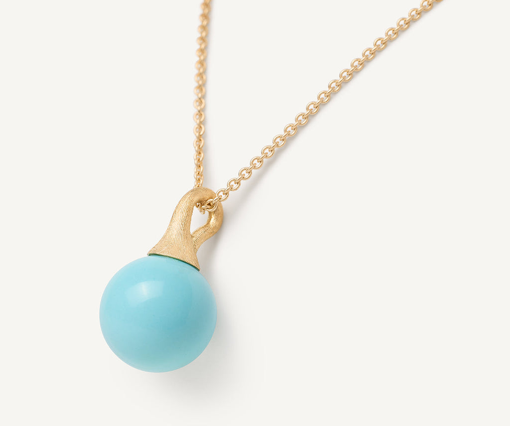 AFRICA 18K Yellow Gold Turquoise Pendant Necklace CB2493_TU_Y_02