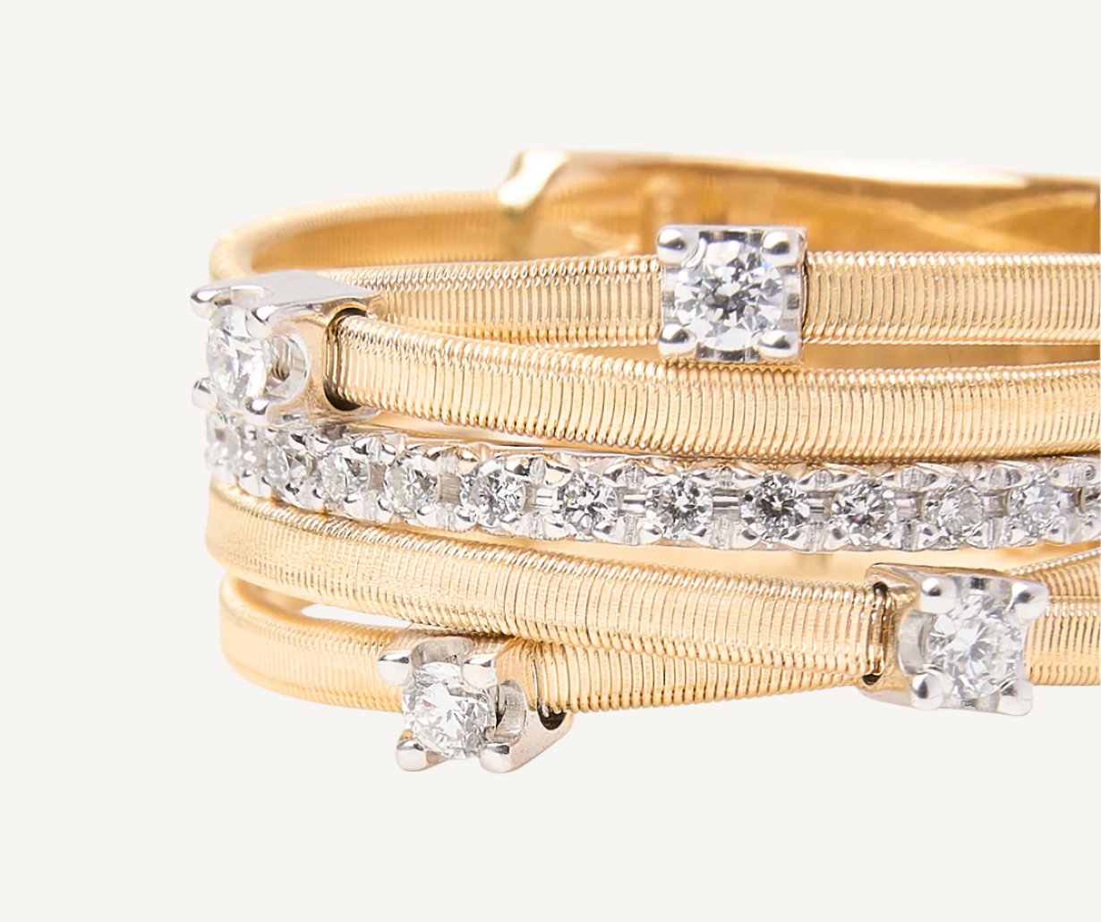 18K Yellow Gold 5-Strand Ring with Diamonds – Marco Bicego