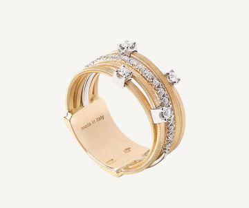 GOA 18K Yellow Gold 5-Strand Ring With Diamonds