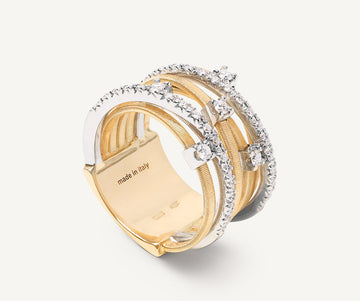 GOA 18K Yellow Gold 7-Strand Ring With Diamonds