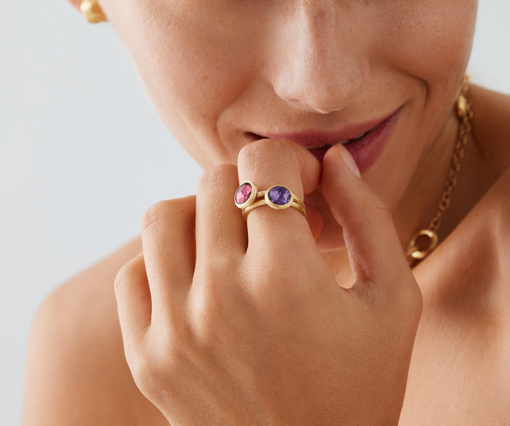 JAIPUR COLOR 18K Yellow Gold Amethyst Stackable Ring