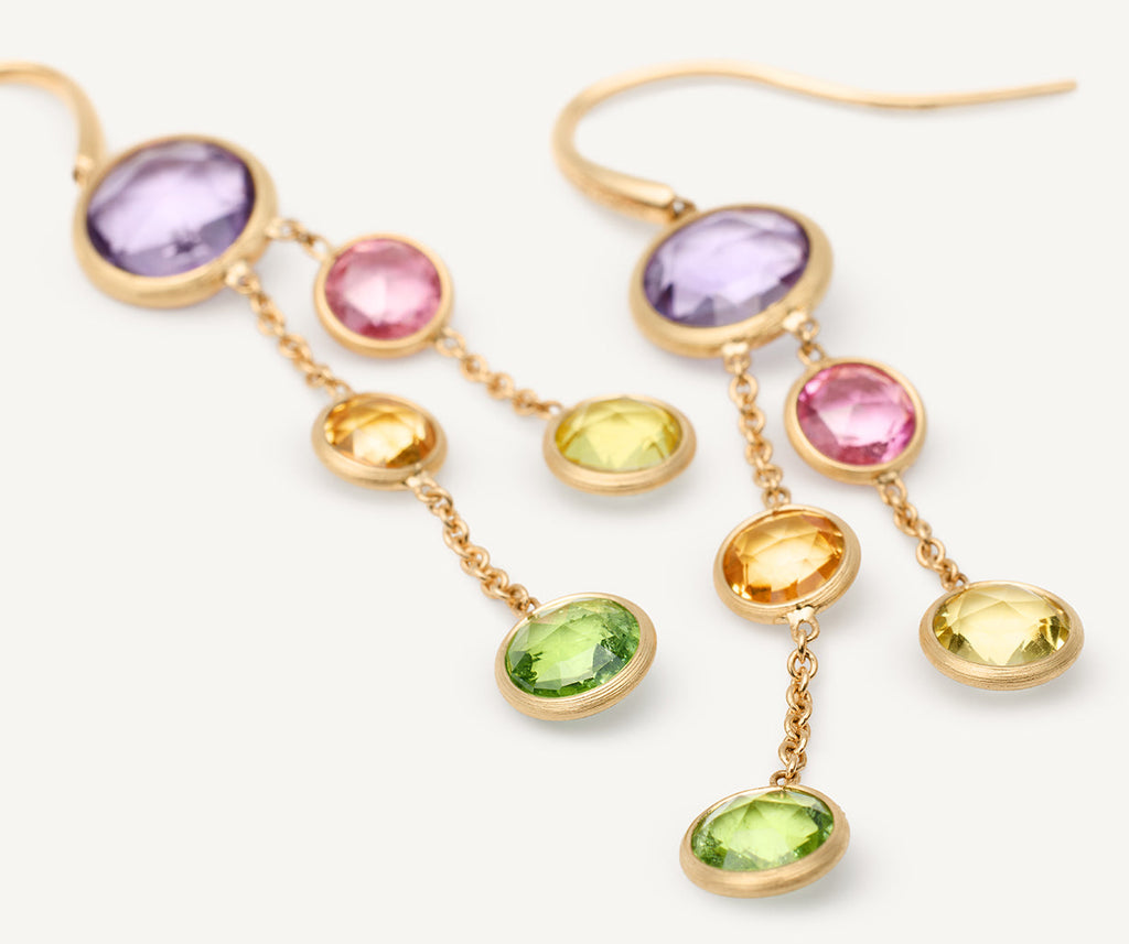 JAIPUR COLOR 18K Yellow Gold Gemstone 2-Strand Earrings OB1290_MIX01_Y_02