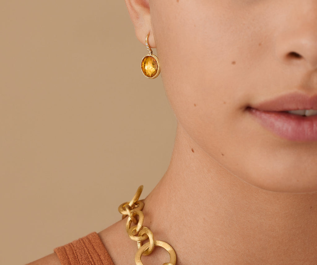 JAIPUR COLOR 18K Yellow Gold Gemstone Drop Earrings with Diamonds