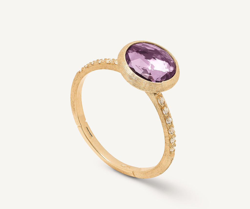 JAIPUR COLOR 18K Yellow Gold Gemstone Ring with Diamond Pavé Shank AB632-B_AT01_Y_02