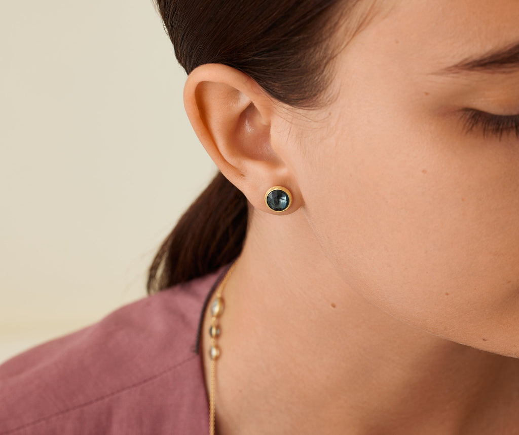 JAIPUR COLOR 18K Yellow Gold Gemstone Stud Earrings