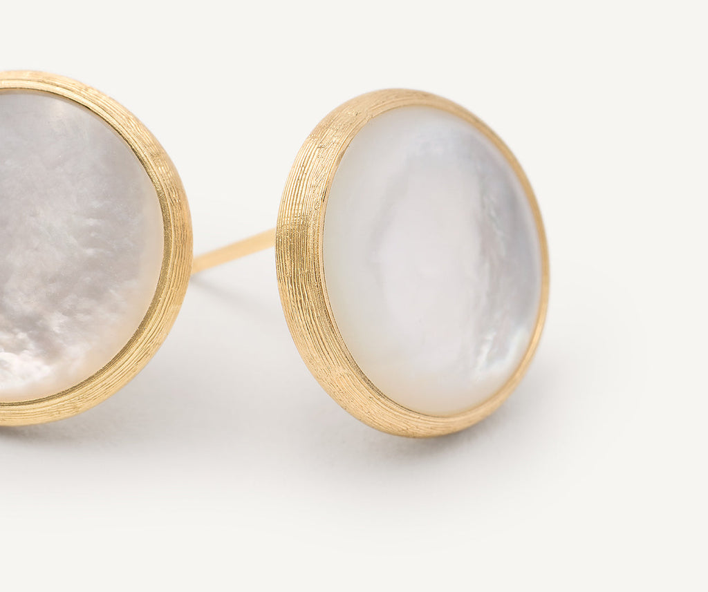 JAIPUR COLOR 18K Yellow Gold Gemstone Stud Large Earrings