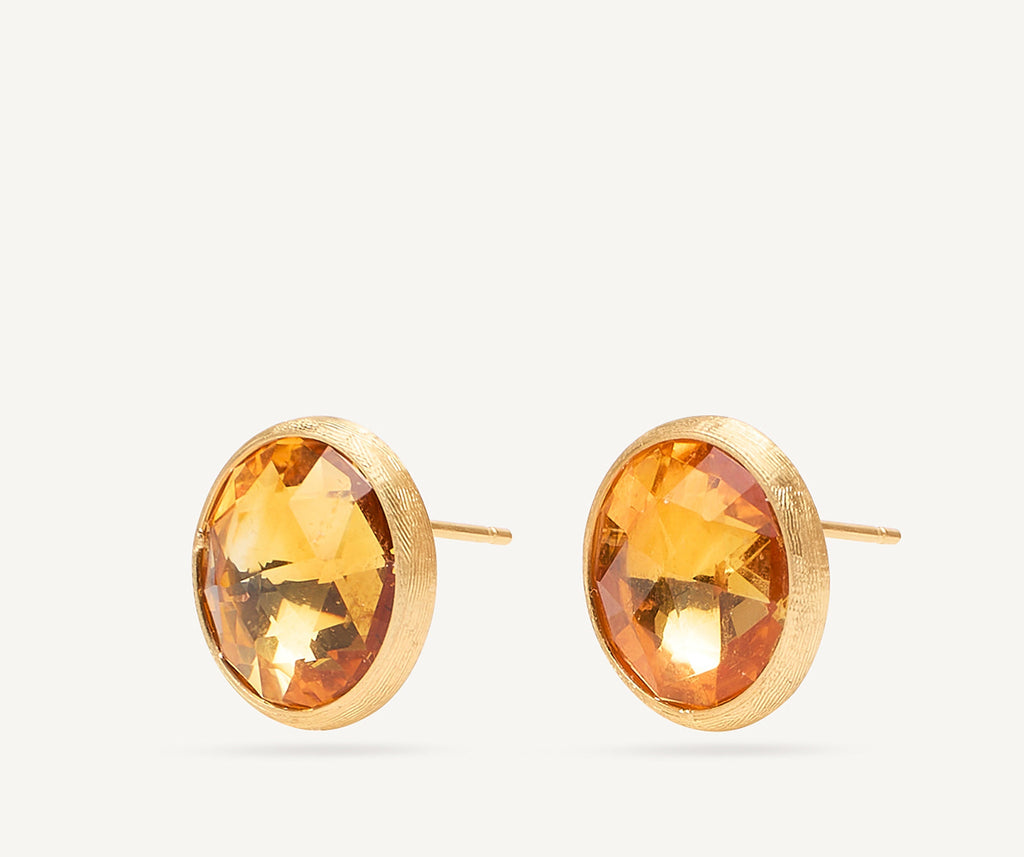 JAIPUR COLOR 18K Yellow Gold Gemstone Stud Large Earrings