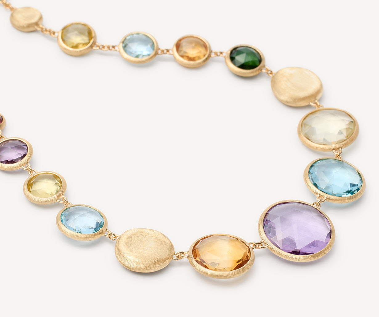 18K Yellow Gold Gemstone Graduated Necklace, 17