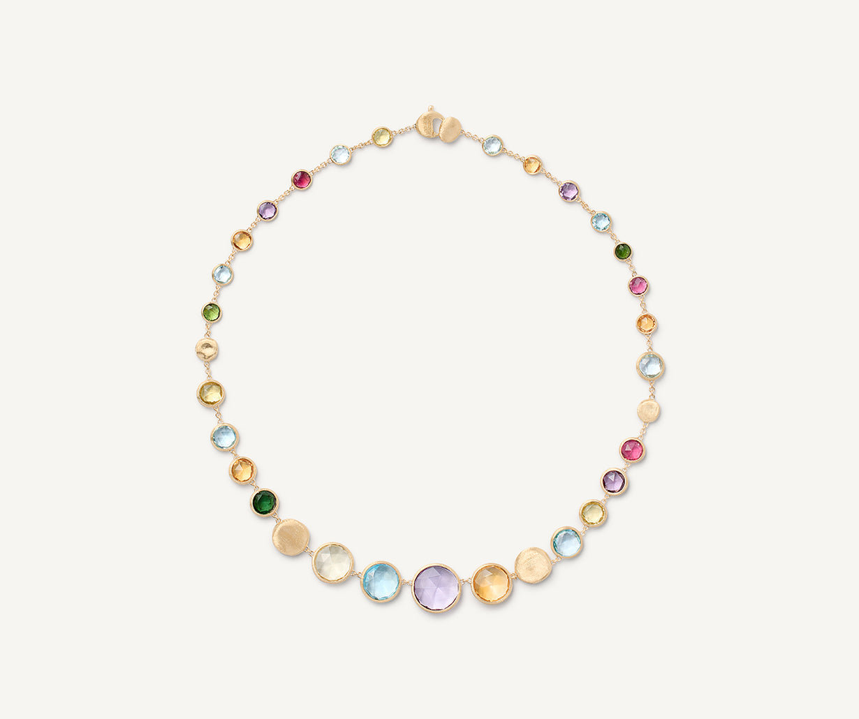 18K Yellow Gold Gemstone Graduated Necklace, 17