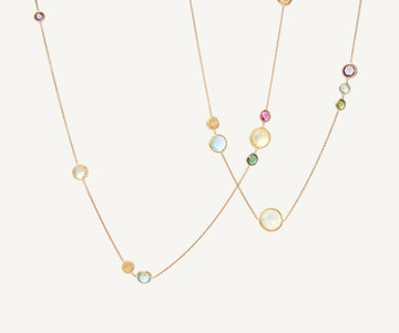 JAIPUR COLOR 18K Yellow Gold Long Mixed Gemstone Necklace CB1401_MIX01_Y_02