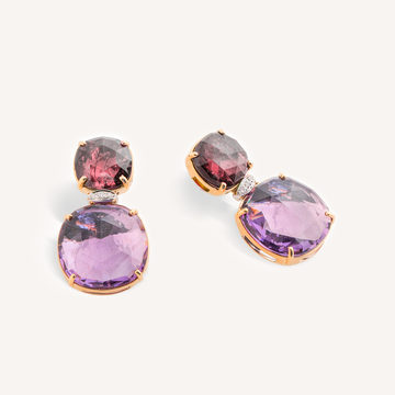 JAIPUR COLOR 18K Yellow Gold Pink Tourmaline and Amethyst Drop Earrings with Diamonds OB1803-B_MIX161_YW_Q6