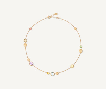 JAIPUR COLOR 18K Yellow Gold Short Mixed Gemstone Necklace CB1485_MIX01_Y_02
