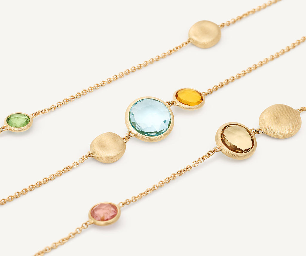 JAIPUR COLOR 18K Yellow Gold Short Mixed Gemstone Necklace CB1485_MIX01_Y_02