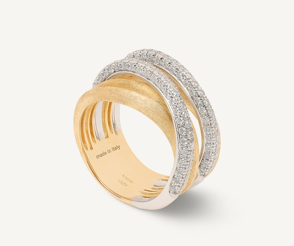 JAIPUR GOLD 18K Yellow Gold 5-Strand Diamond Stackable Ring