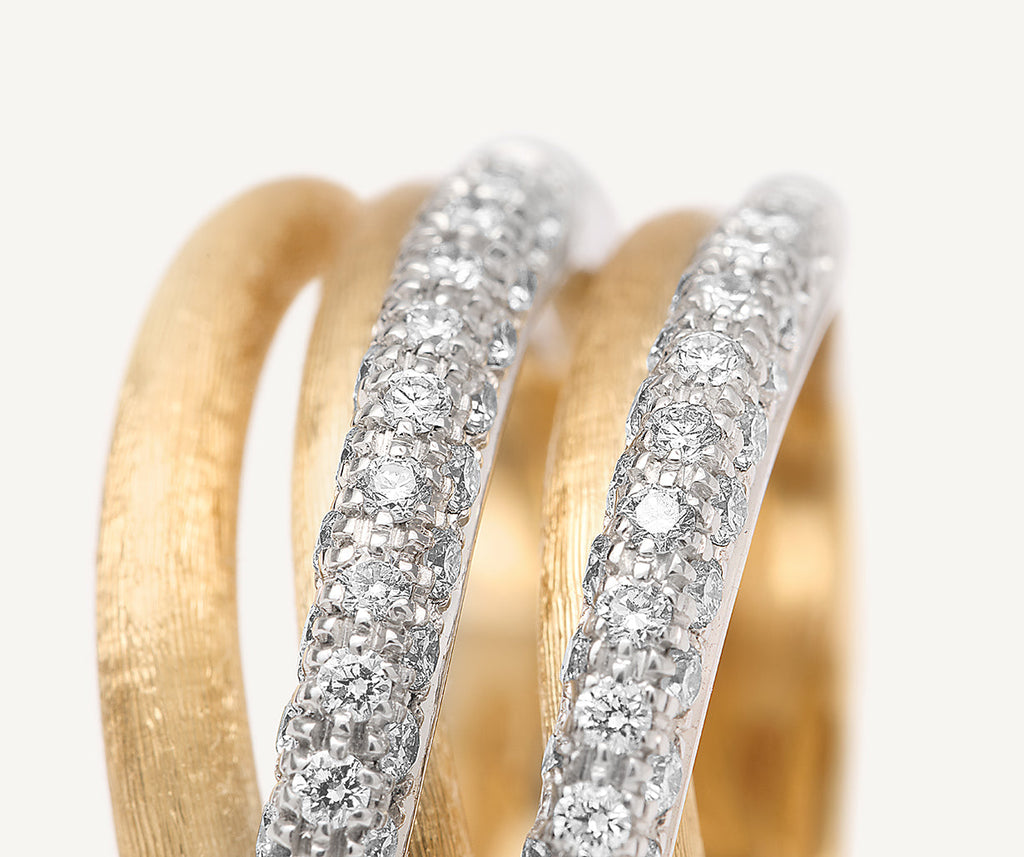 JAIPUR GOLD 18K Yellow Gold 5-Strand Diamond Stackable Ring