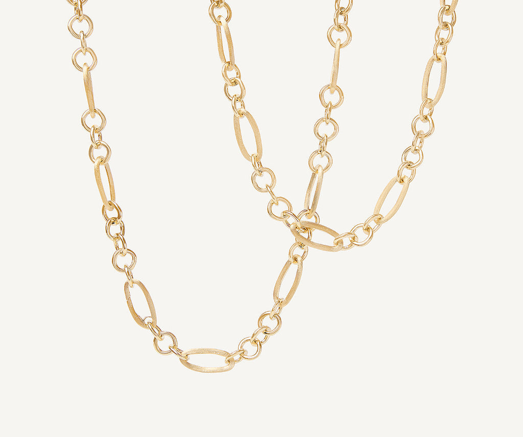 JAIPUR GOLD 18K Yellow Gold Convertible Link Necklace, Engraved & Polished CB2672__Y_LI