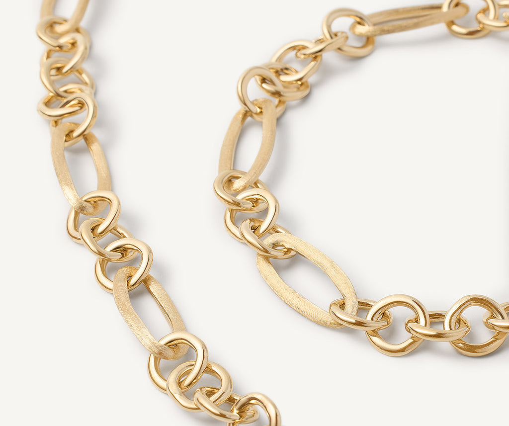 JAIPUR GOLD 18K Yellow Gold Convertible Link Necklace, Engraved & Polished CB2672__Y_LI