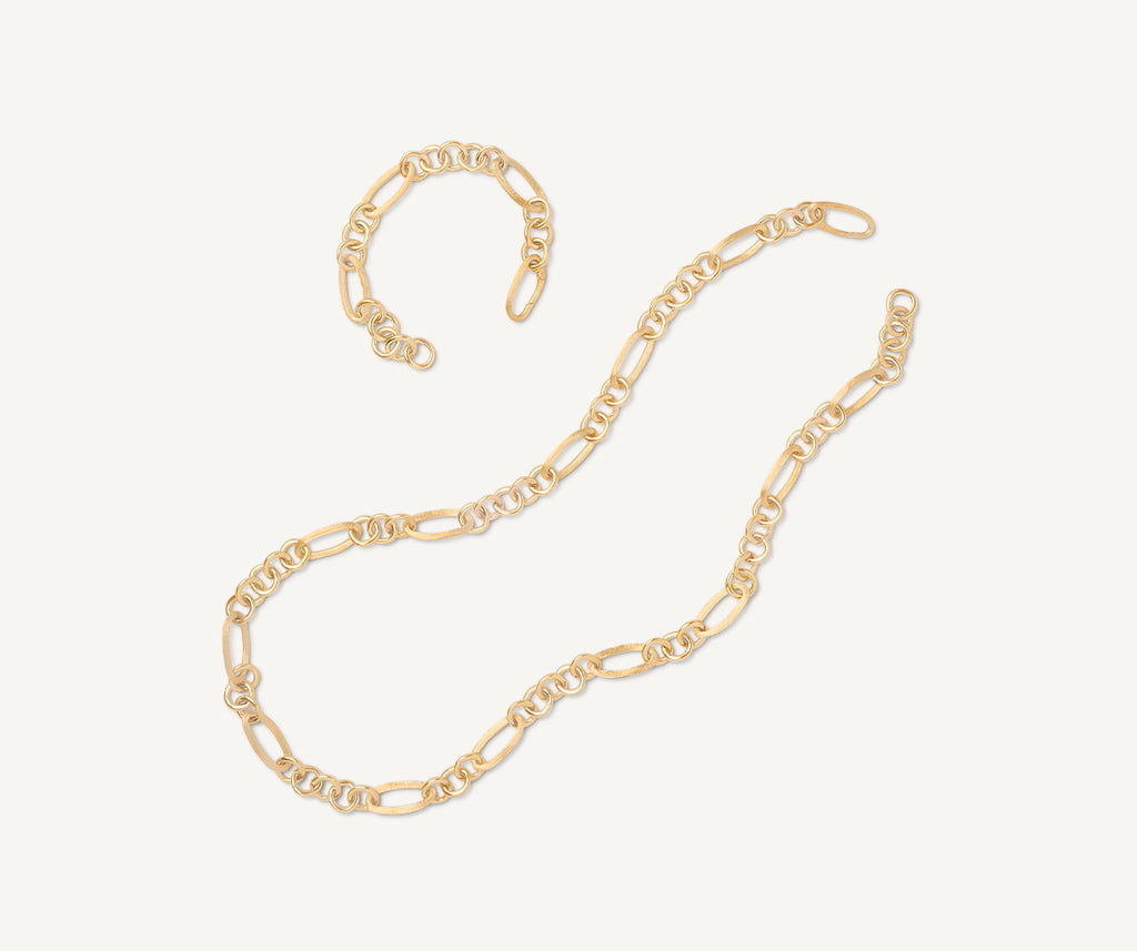 JAIPUR GOLD 18K Yellow Gold Convertible Link Necklace, Engraved & Polished CB2672__Y_LI
