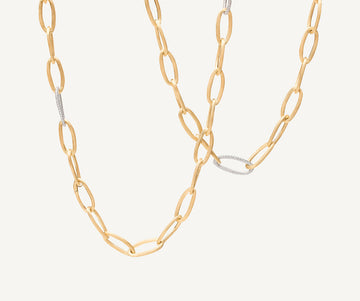 JAIPUR GOLD 18K Yellow Gold Convertible Oval Link Necklace With Pavé Diamonds Links CB2669_B2_YW_Q6