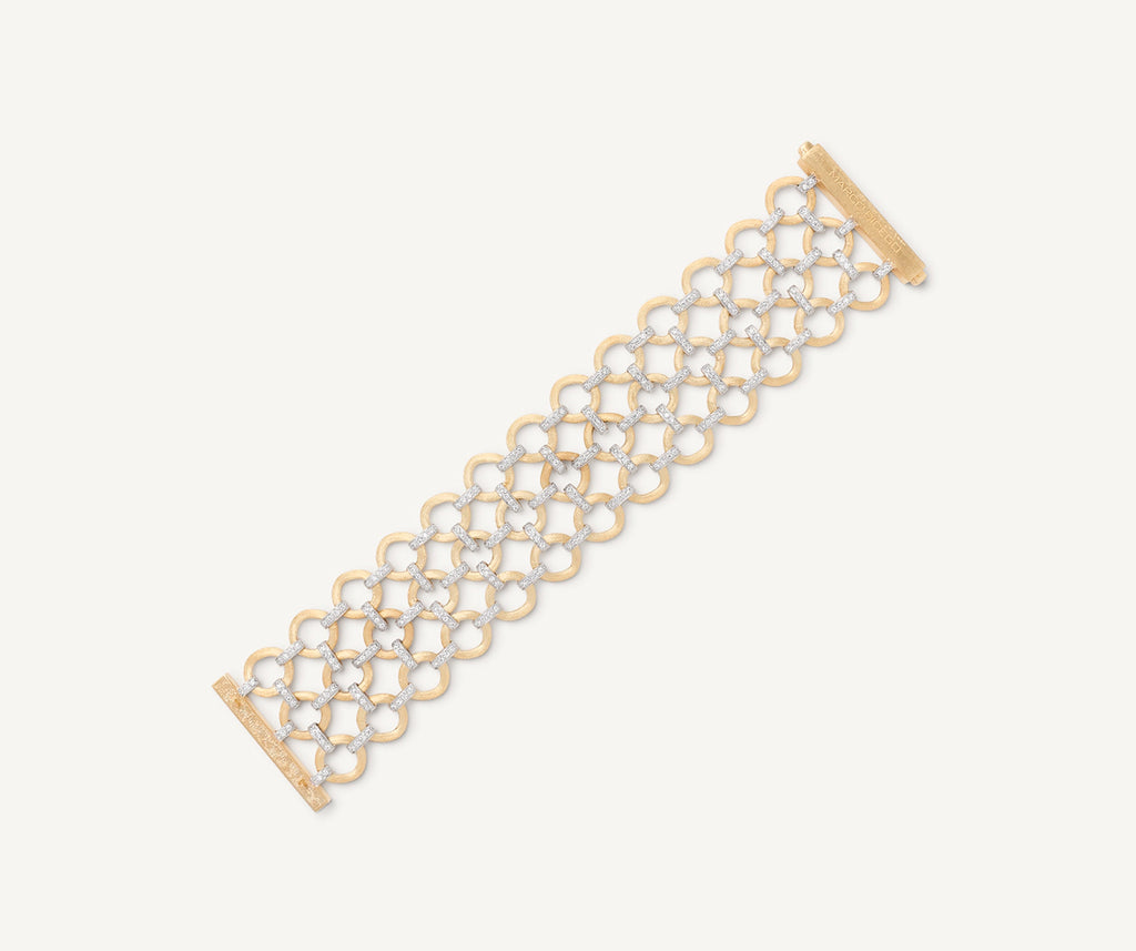 JAIPUR GOLD 18K Yellow Gold Flat Link 3-Strand Bracelet With Diamonds BB2661_B_YW_Q6