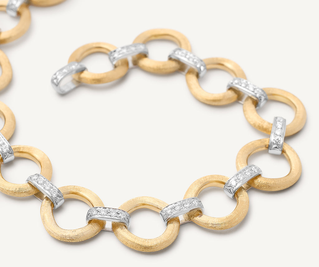 JAIPUR GOLD 18K Yellow Gold Flat Link Bracelet With Diamonds BB2660_B_YW_Q6
