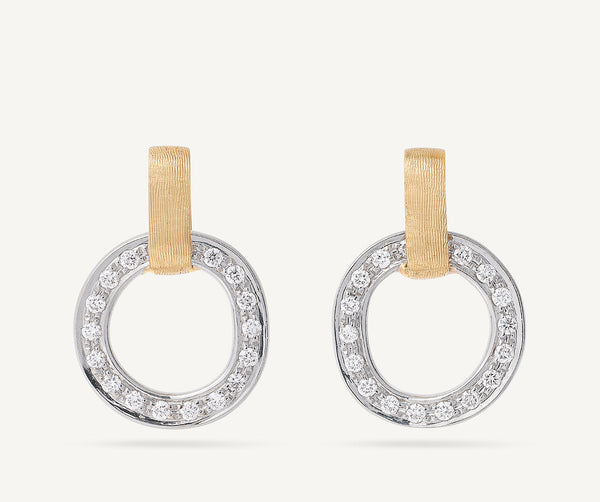18K Yellow Gold Petal Drop Earrings With Diamonds, Medium