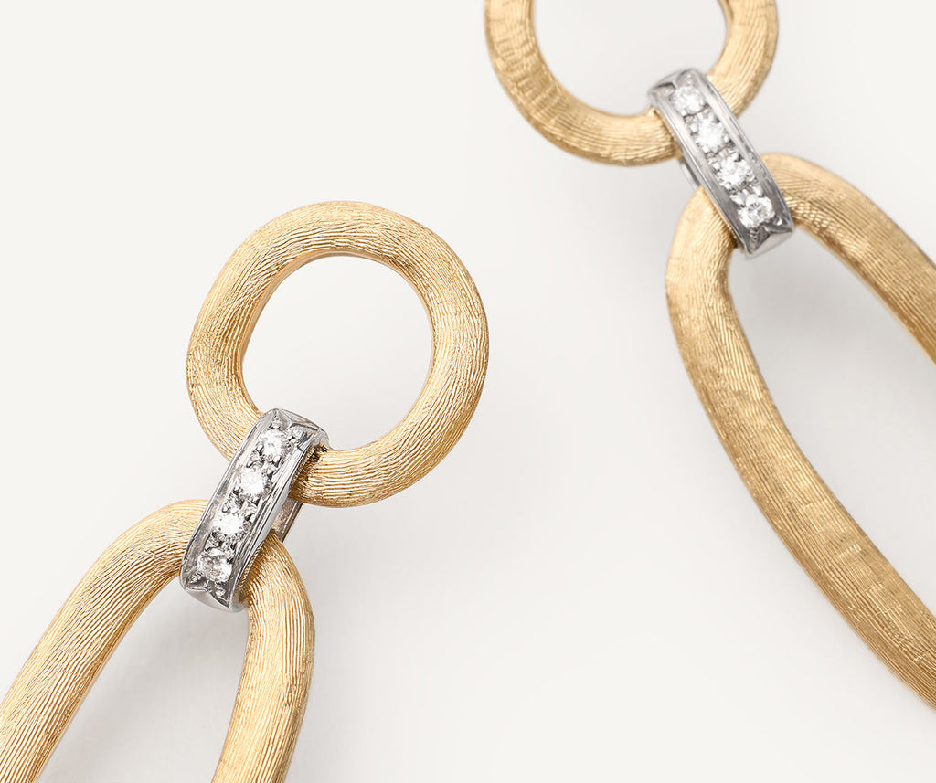 JAIPUR GOLD 18K Yellow Gold Link Drop Earrings With Diamond Accents OB1811_B_YW_Q6