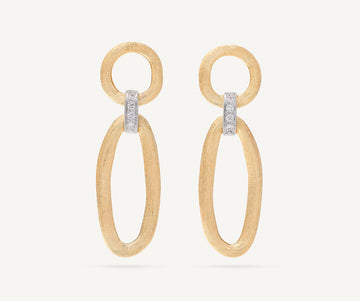 JAIPUR GOLD 18K Yellow Gold Link Drop Earrings With Diamond Accents OB1811_B_YW_Q6