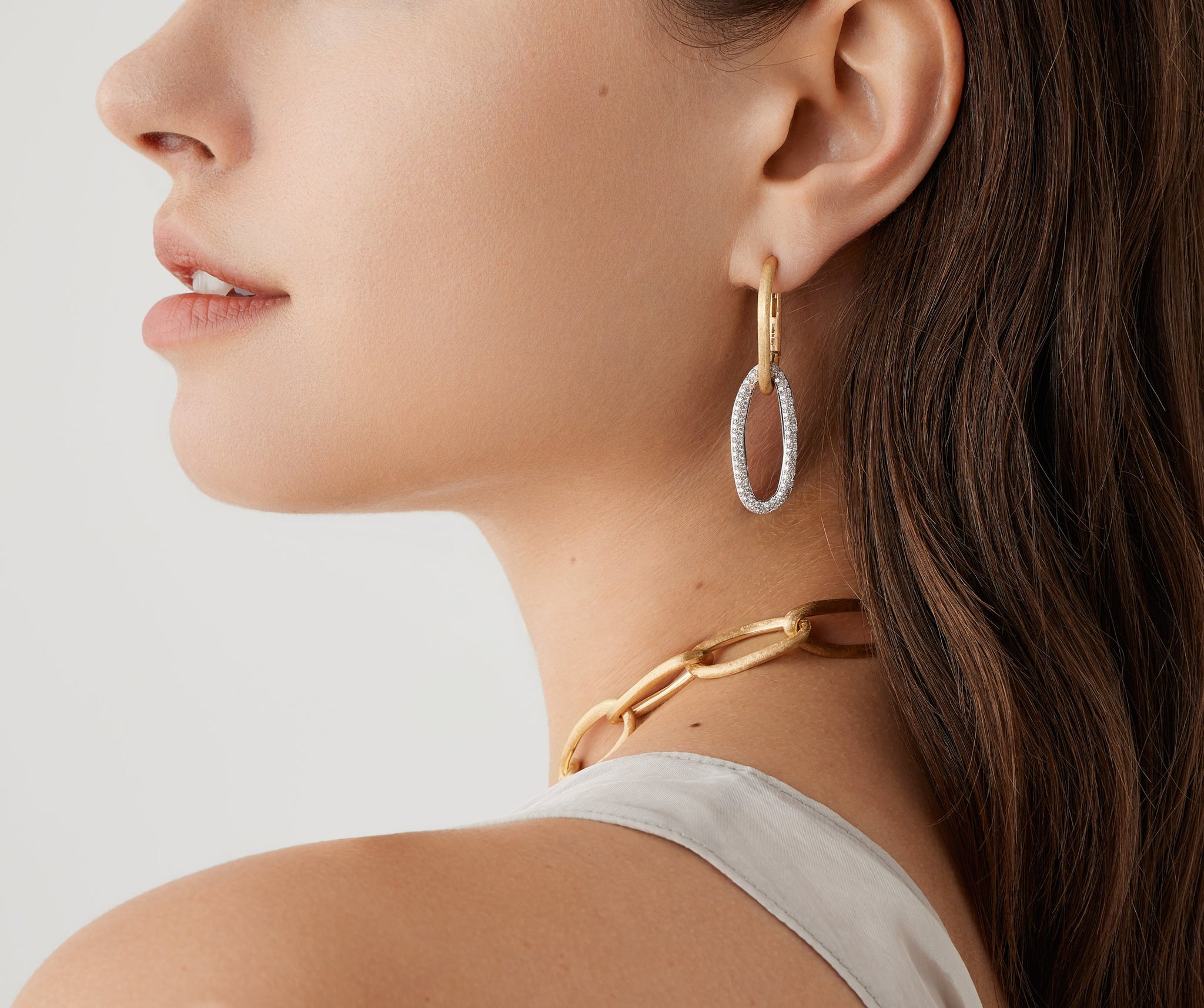 18K Yellow Gold Link Drop Earrings with Diamonds – Marco Bicego