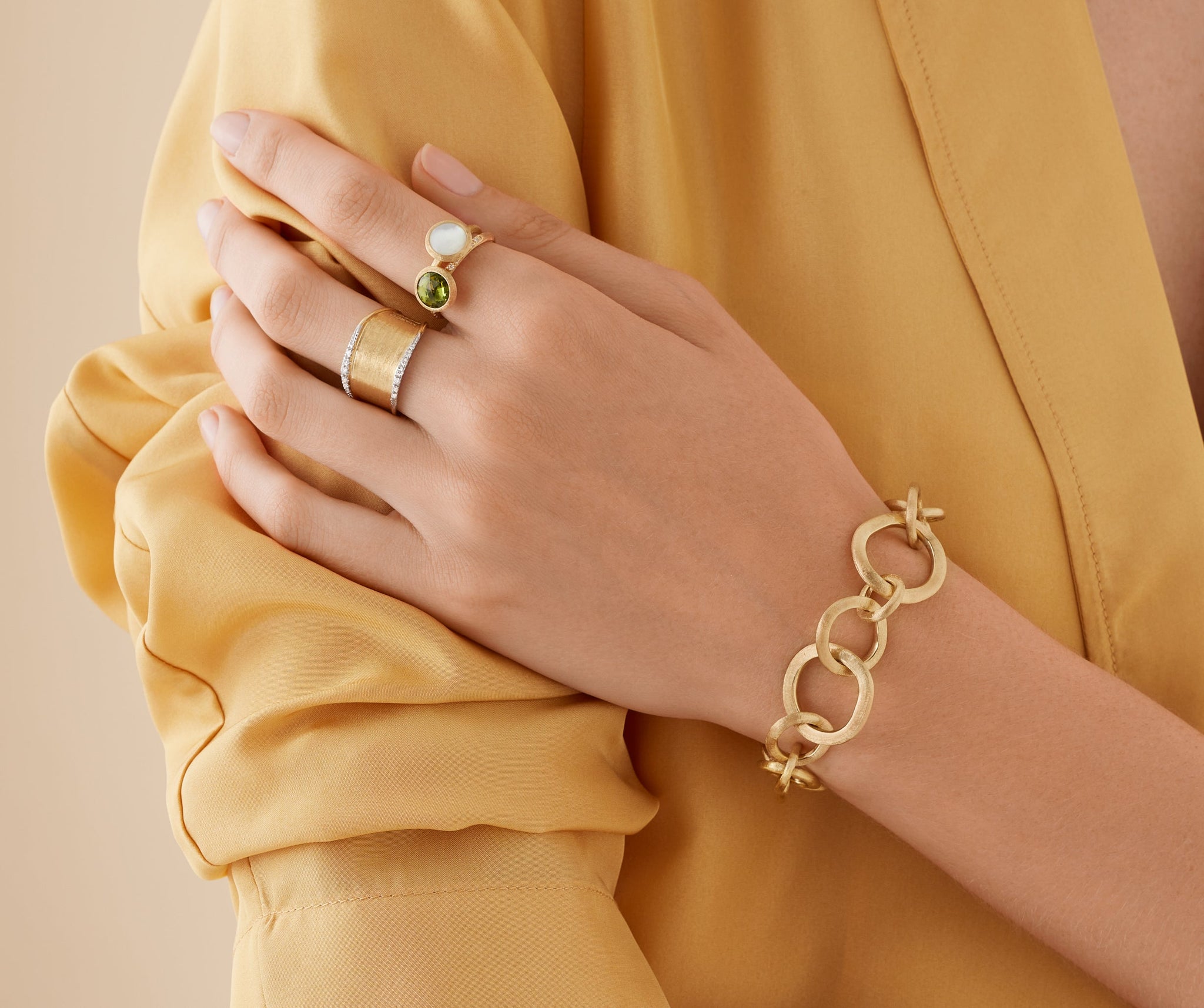 18K Yellow Gold Mixed Link Bracelet – Marco Bicego