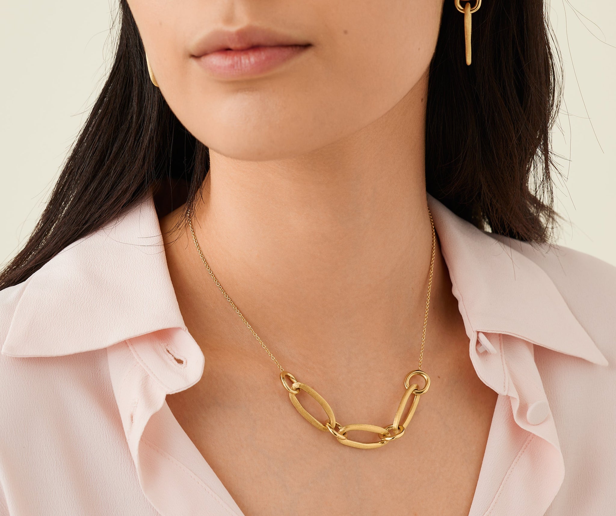 18K Yellow Gold Mixed Link Half Collar Necklace – Marco Bicego 18K Yellow Gold Mixed Link Half Collar Necklace – Marco Bicego
