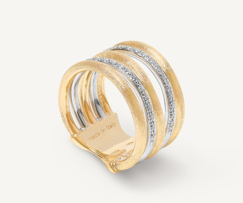JAIPUR GOLD 18K Yellow Gold Multi-Band Diamond Stackable Ring