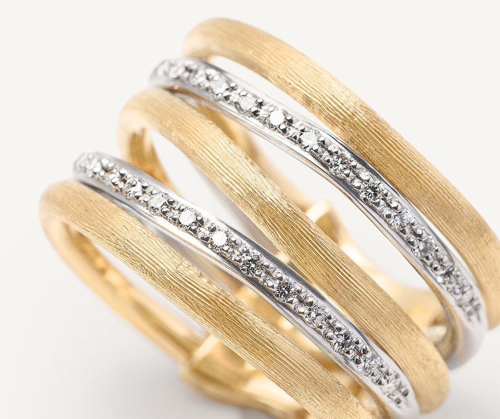 18K Yellow Gold Multi-Band Diamond Stackable Ring – Marco Bicego