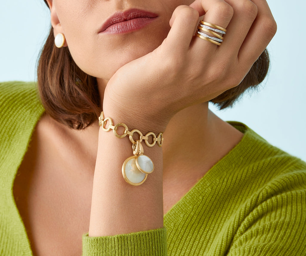 JAIPUR GOLD 18K Yellow Gold Multi-Band Diamond Stackable Ring