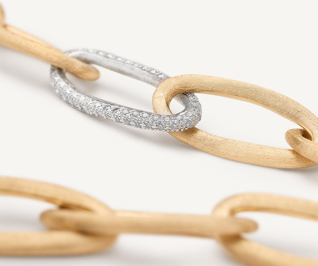 JAIPUR GOLD 18K Yellow Gold Oval Link Bracelet With Pavé Diamonds BB2666_B2_YW_Q6