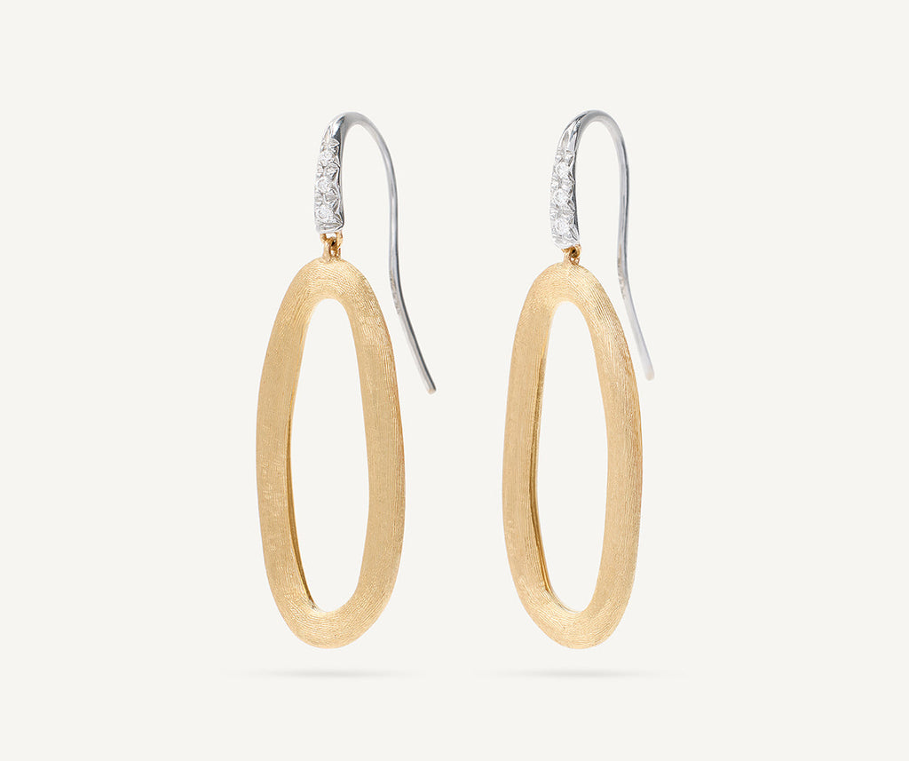 JAIPUR GOLD 18K Yellow Gold Oval Link Diamond Hook Earrings OB1808-A_B_YW_Q6