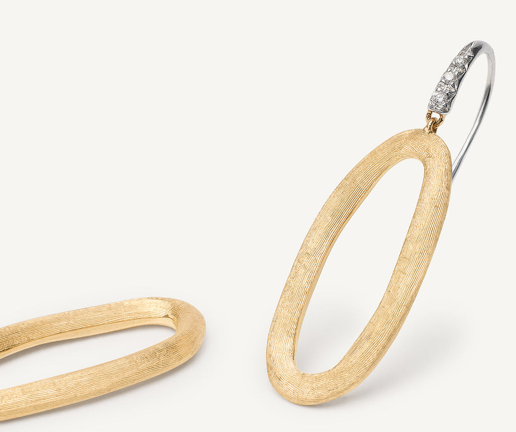 JAIPUR GOLD 18K Yellow Gold Oval Link Diamond Hook Earrings OB1808-A_B_YW_Q6