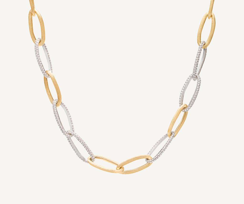 JAIPUR GOLD 18K Yellow Gold Oval Link Necklace With Alternating Pavé Diamond Links CB2666_B_YW_Q6