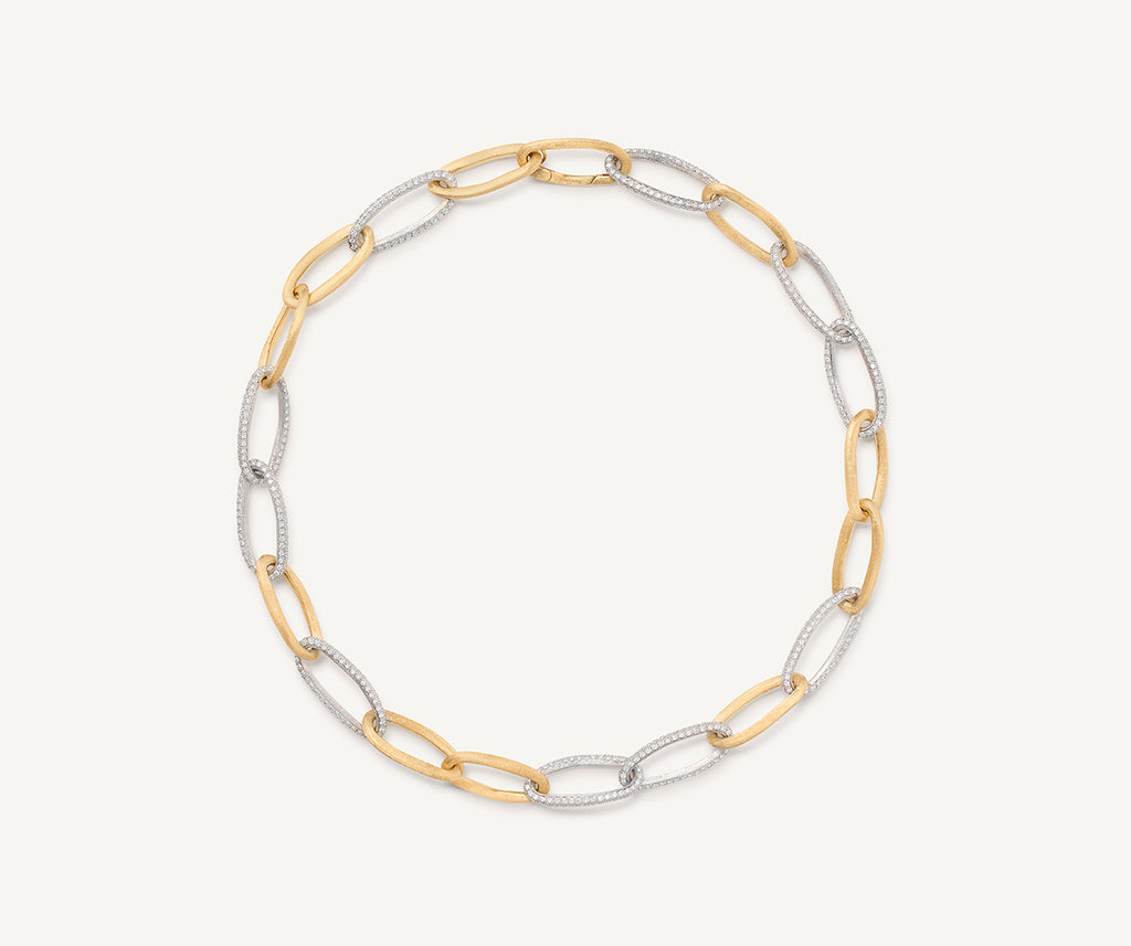 JAIPUR GOLD 18K Yellow Gold Oval Link Necklace With Alternating Pavé Diamond Links CB2666_B_YW_Q6