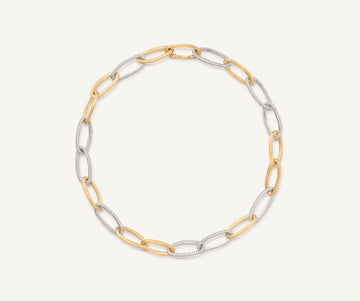 JAIPUR GOLD 18K Yellow Gold Oval Link Necklace With Alternating Pavé Diamond Links CB2666_B_YW_Q6
