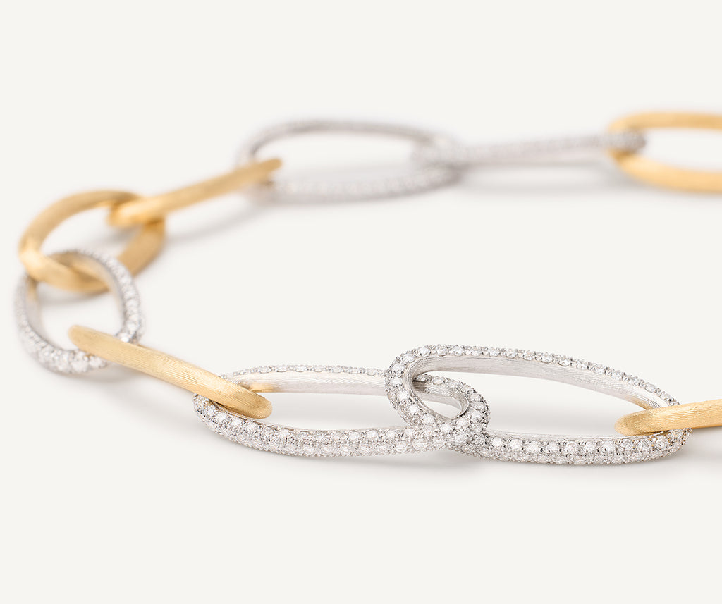 JAIPUR GOLD 18K Yellow Gold Oval Link Necklace With Alternating Pavé Diamond Links CB2666_B_YW_Q6