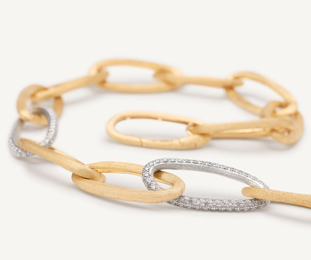 JAIPUR GOLD 18K Yellow Gold Oval Link Necklace With Pavé Diamond Links CB2666_B2_YW_Q6