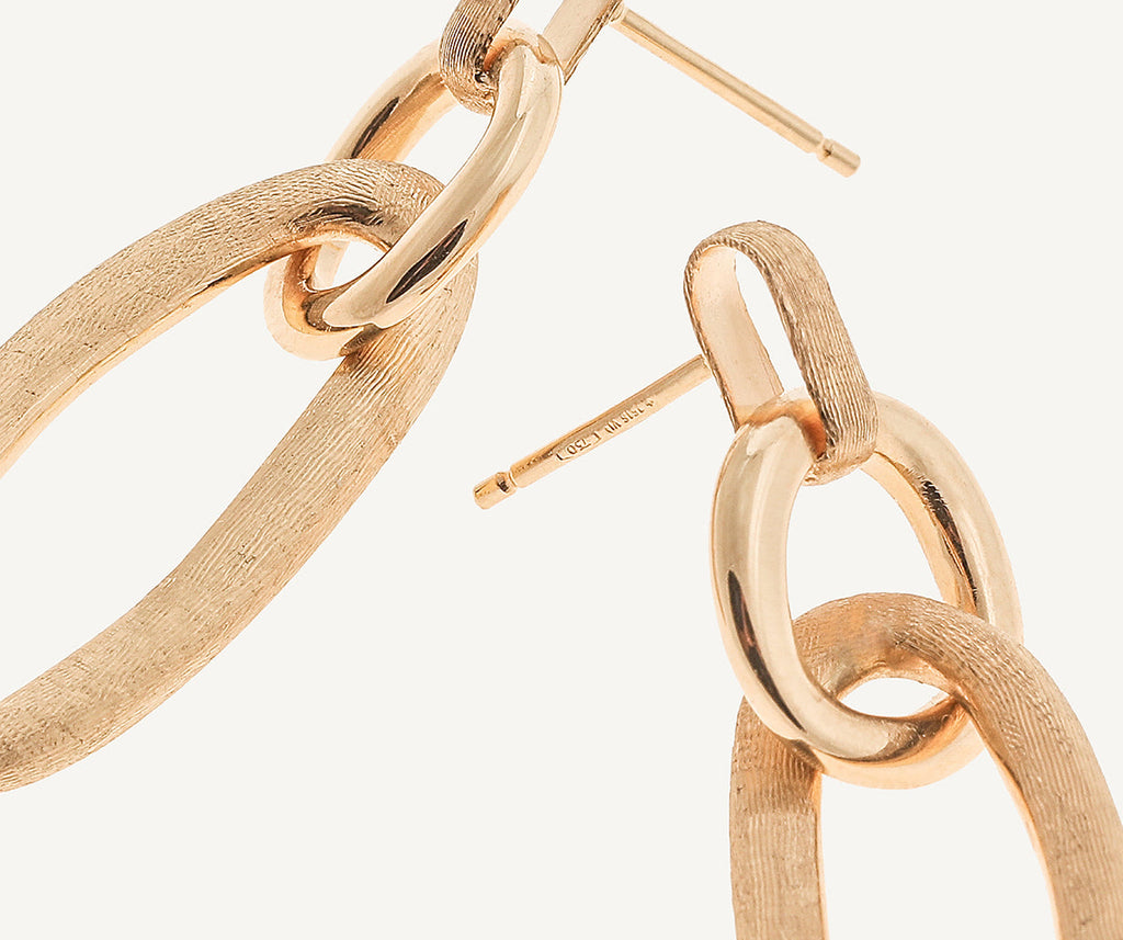 JAIPUR GOLD 18K Yellow Gold Polished & Engraved Link Drop Earrings OB1825__Y_LI