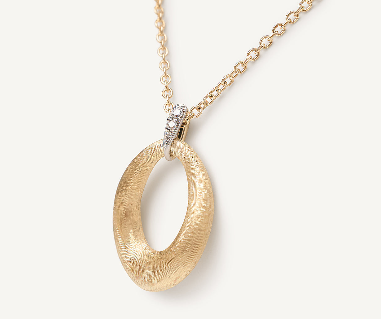 18K Yellow Gold and Diamond Loop Pendant