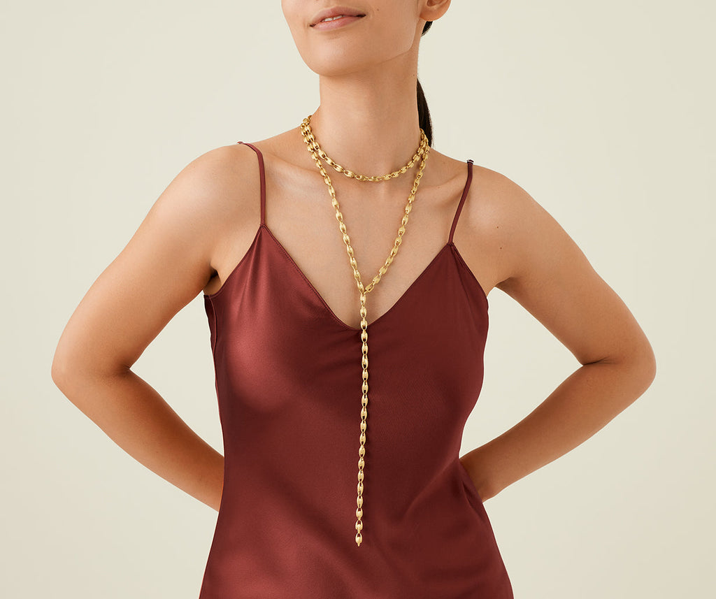 LUCIA 18K Yellow Gold Small Link Convertible Necklace CB2401__Y_02